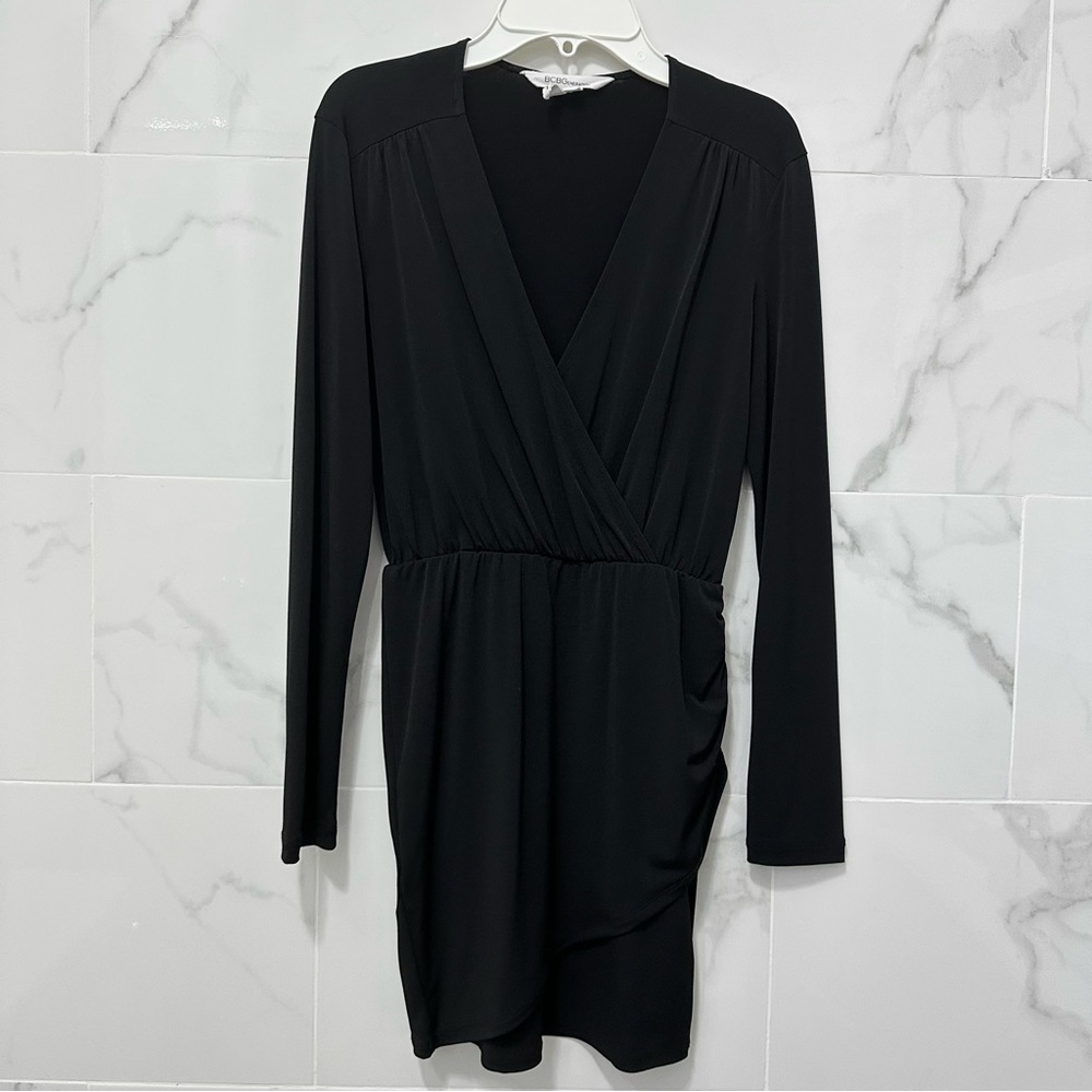 V-Neck Mock Wrap Bodycon Dress